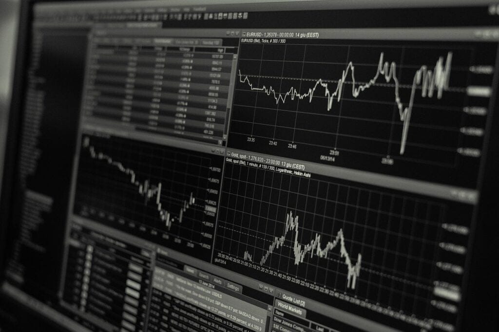 A picture of a monitor with stats that a statistician is looking at.