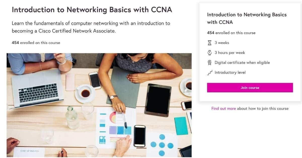 An Image Of The Futurelearn &Quot;Introduction To Networking Basics With Ccna&Quot; Course Page. This Is My Pick For The Best Introductory Network  Communications Course For Beginners.