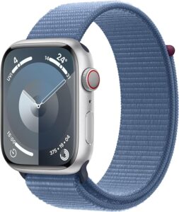 Apple Watch Series 9 Smartwatch with Silver Aluminum Case and Winter Blue Sport Loop 