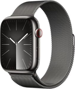 Apple Watch Series 9 Smartwatch with Graphite Stainless steel Case and Graphite Milanese Loop