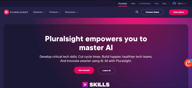 Pluralsight Home page image - Pluralsight is best among Coursera alternatives for AI, Data and Digital Transformation Learning