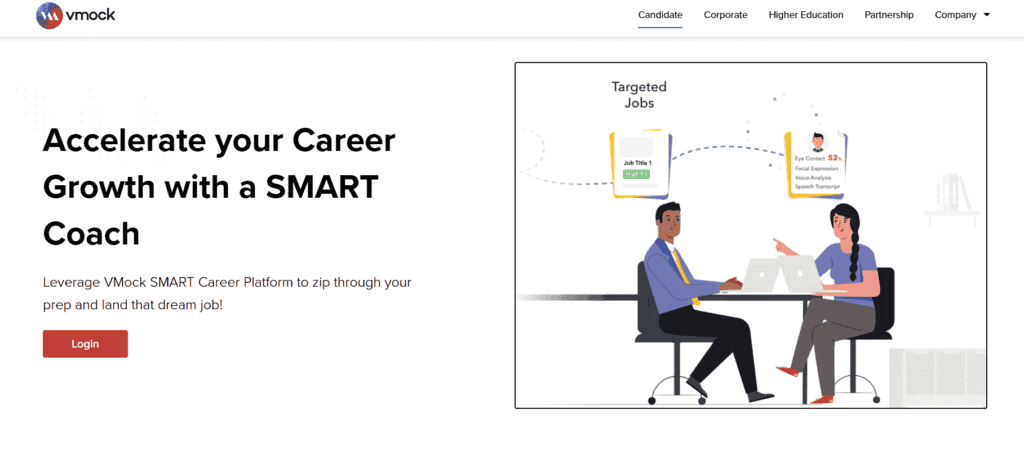 VMock candidate web page. VMock is one of the best AI tools for jobseekers.