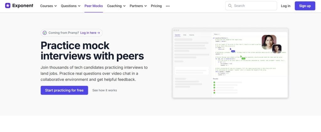 8 Best Ai Interview Prep Tools For Job Seekers In 2026 11 Exponent Practice Home Page - Best Ai Interview Prep Tool.
