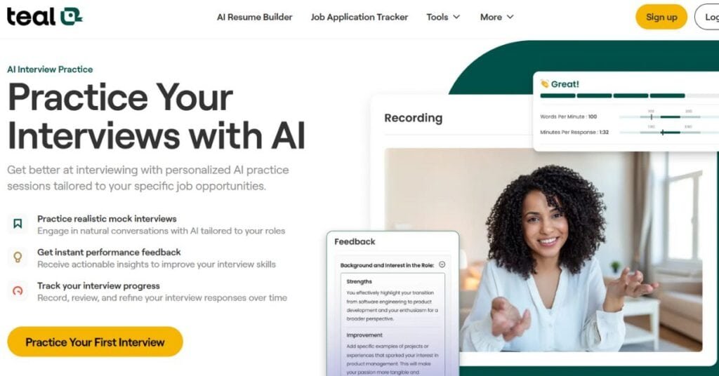 8 Best Ai Interview Prep Tools For Job Seekers In 2026 13 Teal Ai Interview Practice Home Page - One Of The Best Ai Interview Prep Tools.