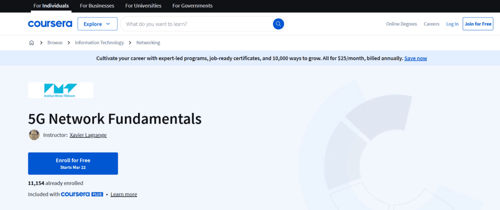 5 Best 5G Courses And 5G Training Certifications In 2026 4 Coursera - 5G Network Fundamentals Course Page