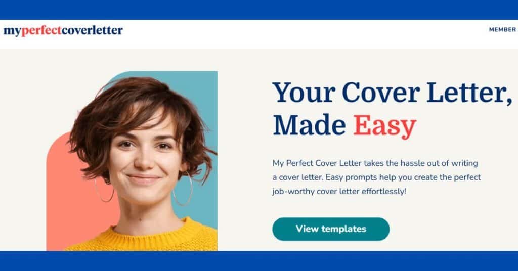 An Image Of &Quot;My Perfect Cover Letter&Quot; Ai Cover Letter Generator Web Page. It Is One Of The Best Ai Cover Letter Generators.