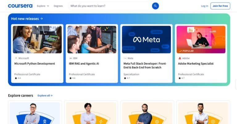 An Image Of The Coursera Homepage. This Image Is Used For The Article Best Coursera Competitors &Amp; Coursera Alternatives By Brian Vander Waal
