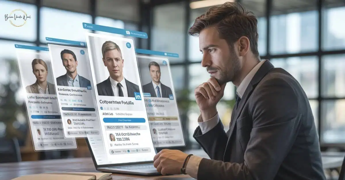 A Hyper-Realistic, Professional Image (1200X629 Px) Depicting A Pensive Male Recruiter In A Grey Suit Sitting At A Modern Desk, Analyzing Candidate Profiles On A Laptop. Several Translucent, Floating Digital Profile Cards—Styled Like Linkedin Profiles—Hover Above The Keyboard, Showing Different Candidates With Professional Headshots And Data Points. The Recruiter Has A Hand To His Chin, Illustrating The &Quot;Pattern Convergence Problem&Quot; And The Challenge Of Identifying Authentic Candidates Among Hundreds Of Identical, Polished Applications. This Visual Supports The Blog’s Core Question: &Quot;Why Do Recruiters Think I Used Ai?&Quot; It Highlights The Trust Crisis In 2026 Hiring And The Shift Toward The &Quot;Authenticity Premium,&Quot; Where Human Specificities And &Quot;Messy&Quot; Details Are Needed To Stand Out From Generic, Ai-Looking Content.